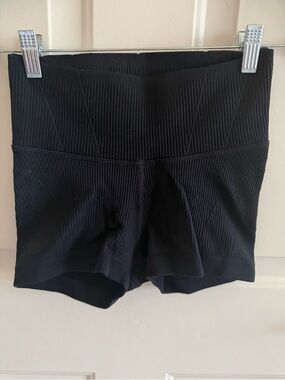 aerie Black Ribbed High-Waist Athletic Shorts